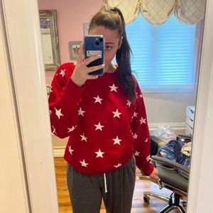 Red and white star sweatshirt